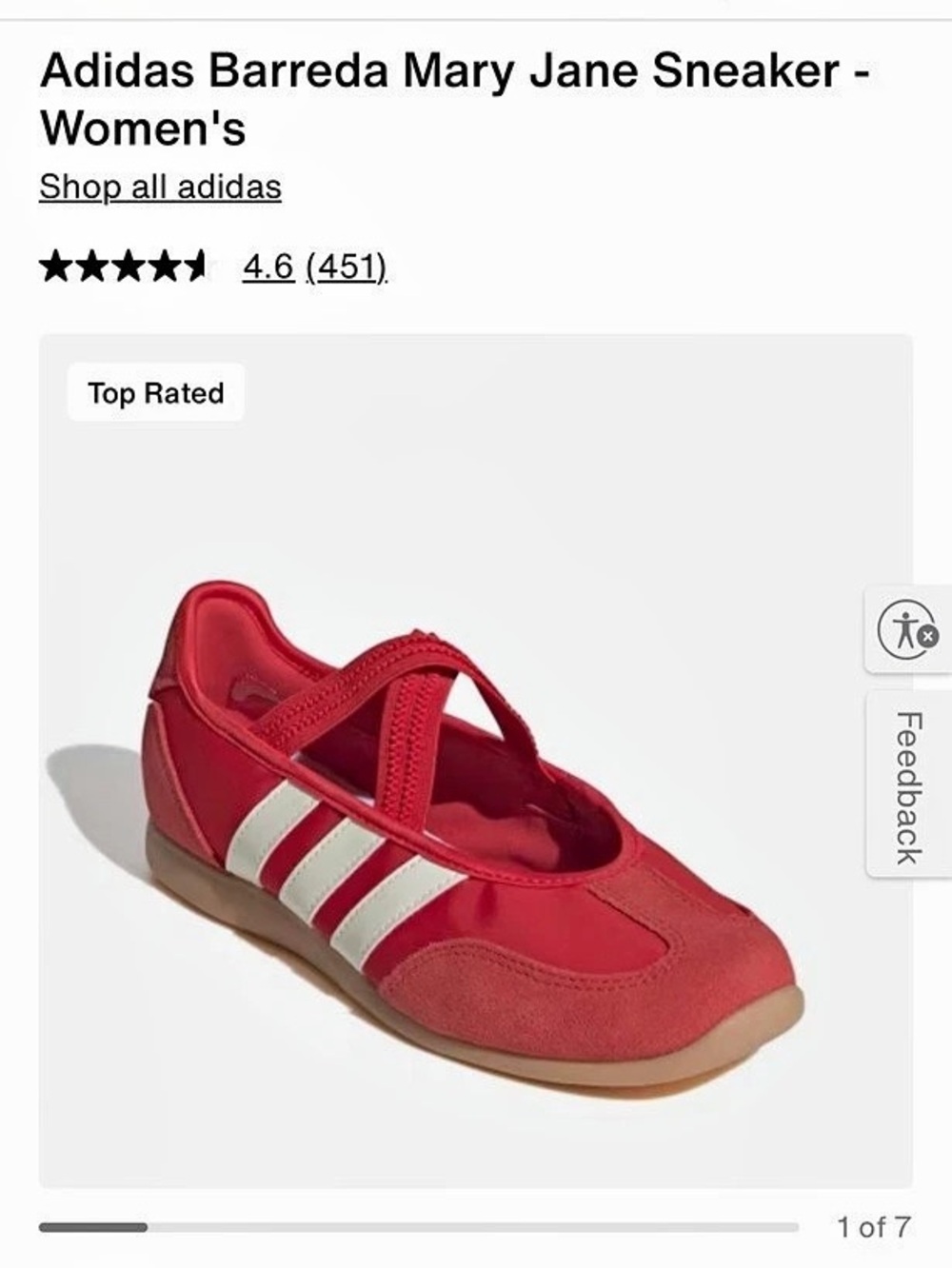 adidas Barreda Mary Jane Sneaker Red & White Sneakers